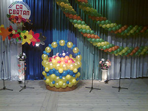 корзина с цветами из шаров